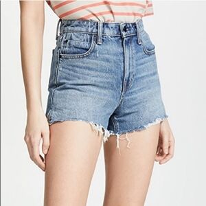 Alexander Wang womens Bite Indigo Raw Hem Highwaist Designer Jean Shorts Size 27